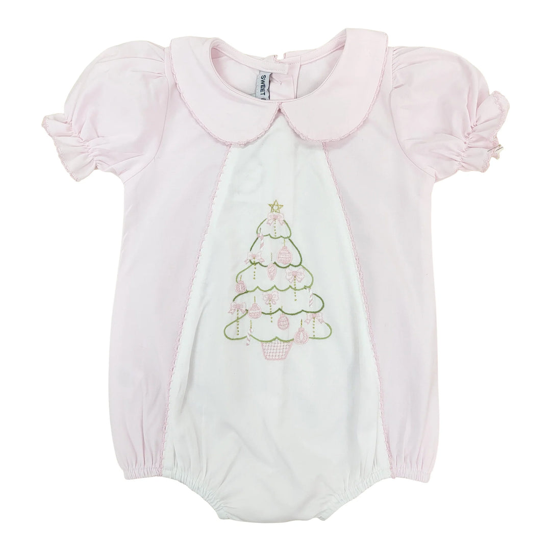 Embroidered Pink Christmas Tree Bubble