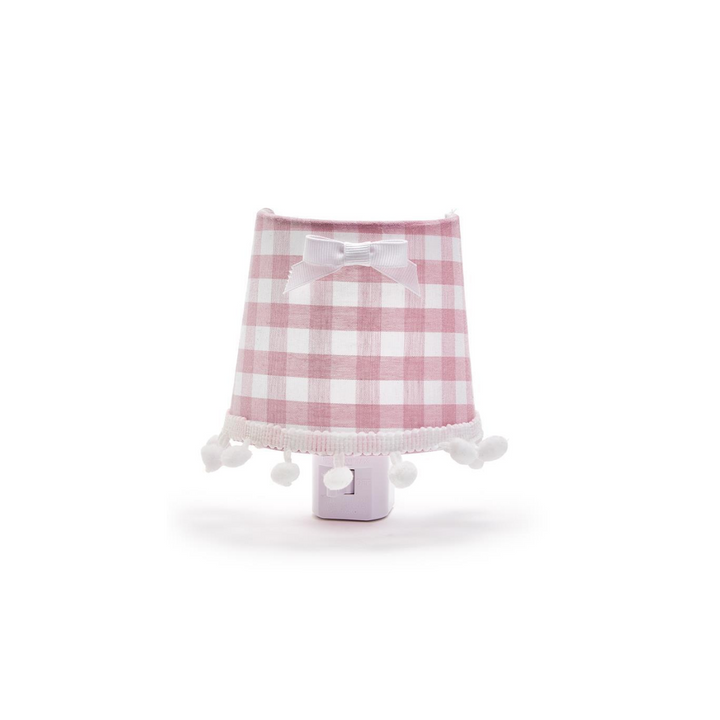 Gingham Nightlight with Bow and Pom Pom Trim