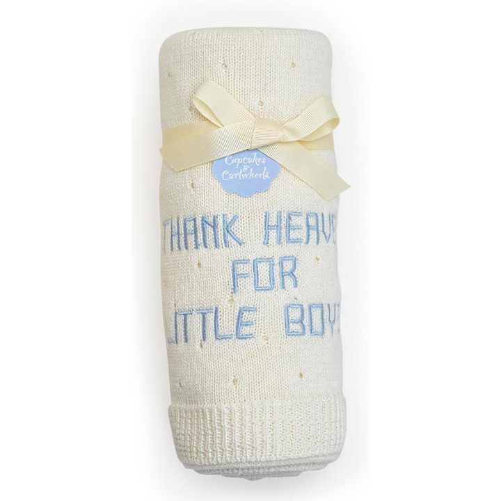 Thank Heaven Embroidered Knit Blanket