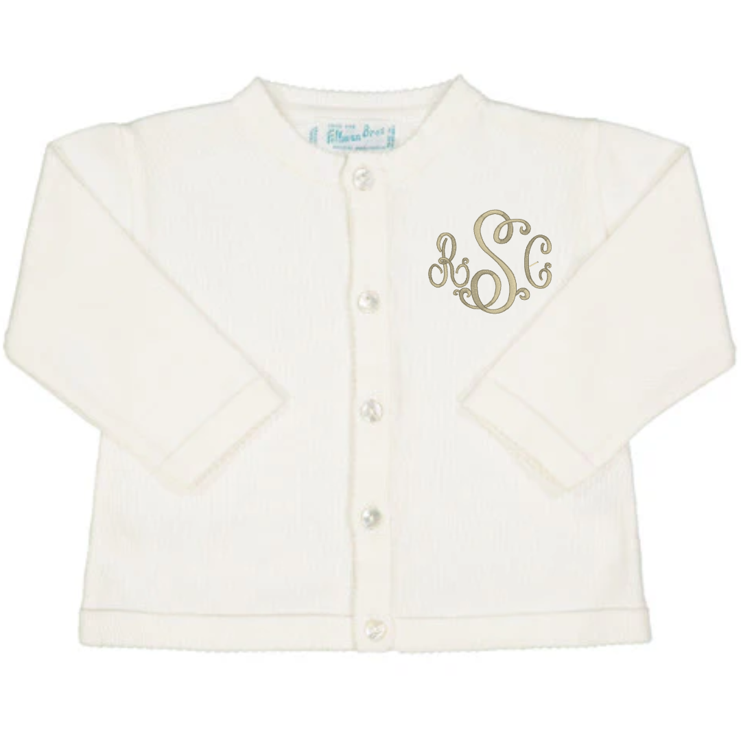 Mary Margaret Slusher, Classic Knit Cardigan - White (24M)