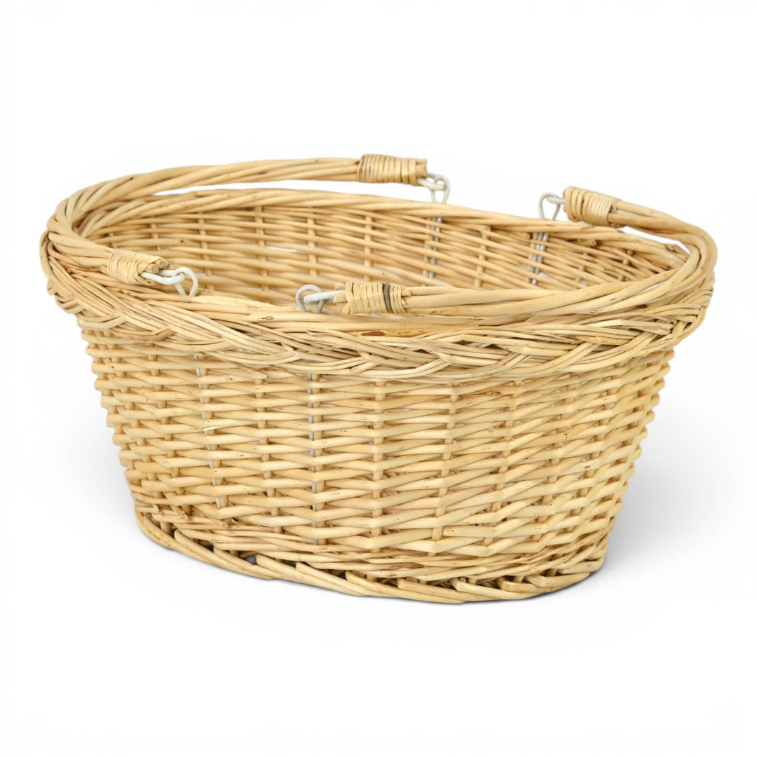 17.5" Natural Brown Wicker Oval Basket with Carrying Handles