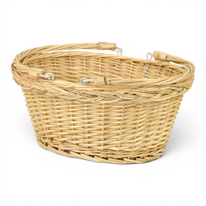 17.5" Natural Brown Wicker Oval Basket with Carrying Handles