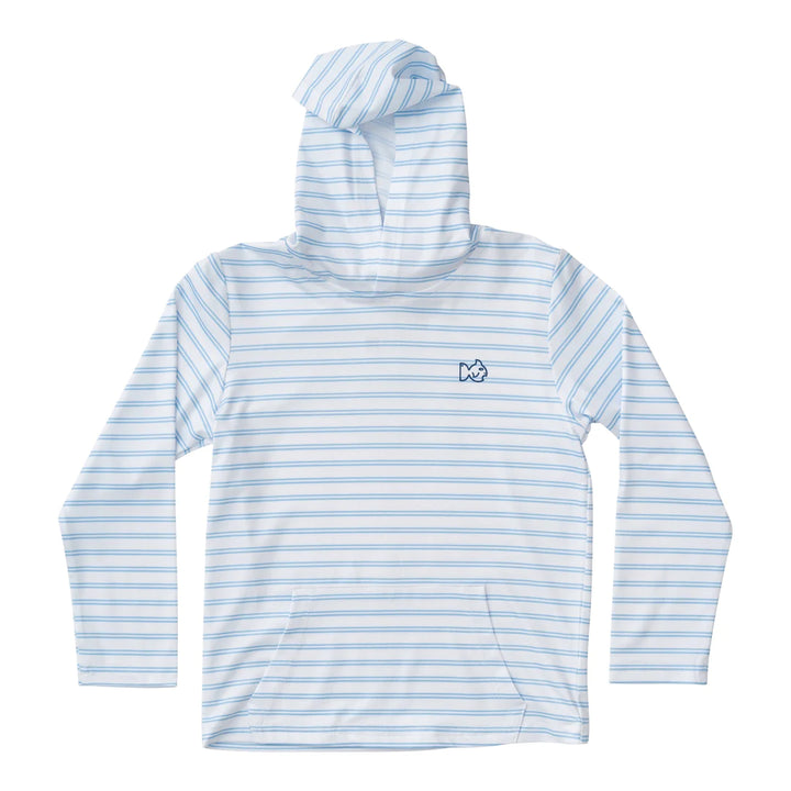 Pro Performance Hoodie Fishing Tee- Placid Blue Stripe