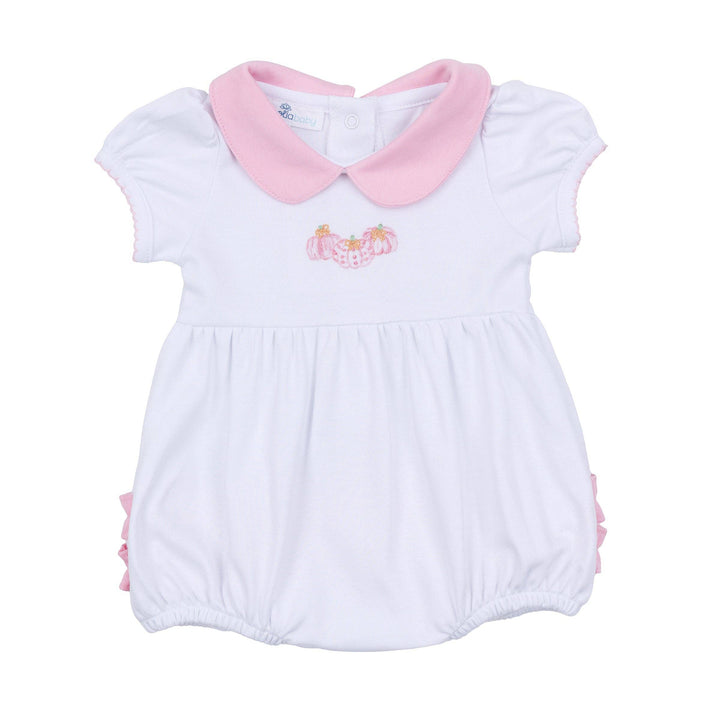Precious Pumpkins Collared Ruffle Short Sleeve Bubble - Pink