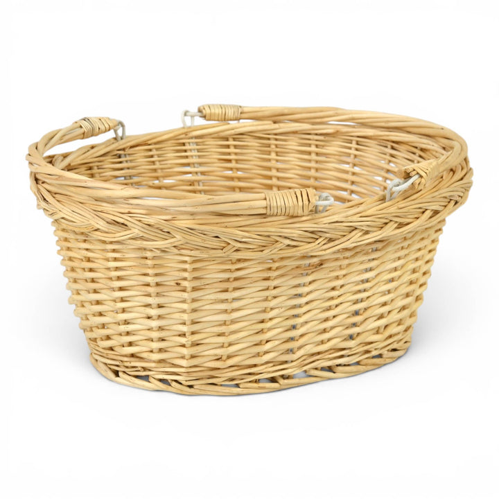 17.5" Natural Brown Wicker Oval Basket with Carrying Handles