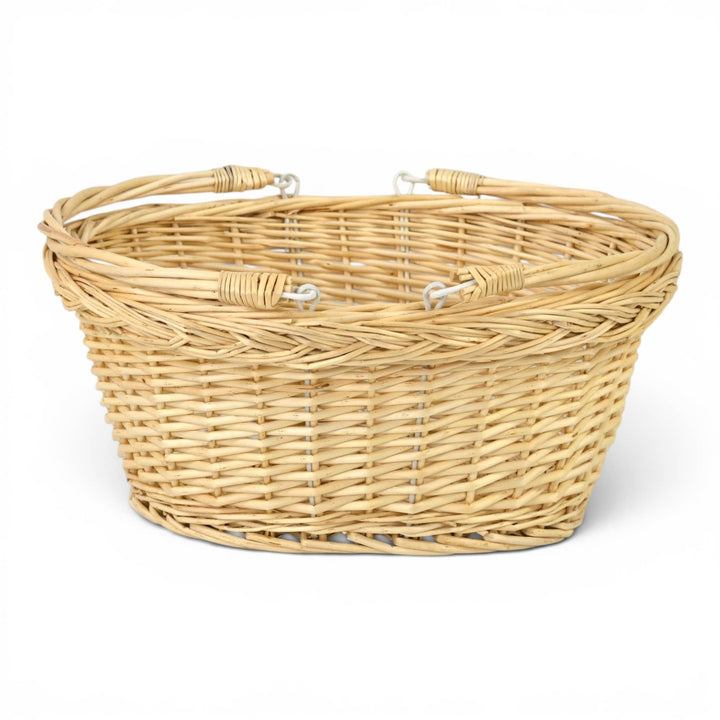 17.5" Natural Brown Wicker Oval Basket with Carrying Handles