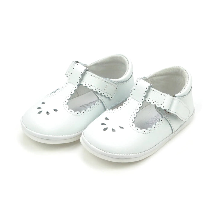 Dottie Scalloped T-Strap Mary Jane- White