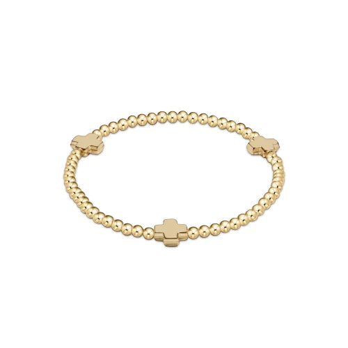 egirl Signature Cross Gold Pattern 3mm Bead Bracelet- Gold