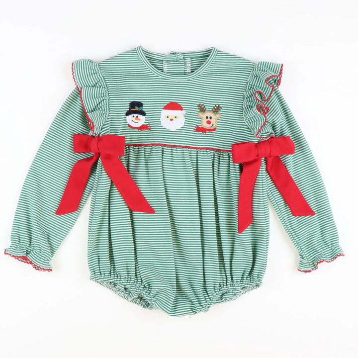 Appliquéd Christmas Friends Girl Bow Bubble