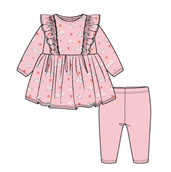 Swan of a Kind Modal Magnetic Infant Dress & Legging Set