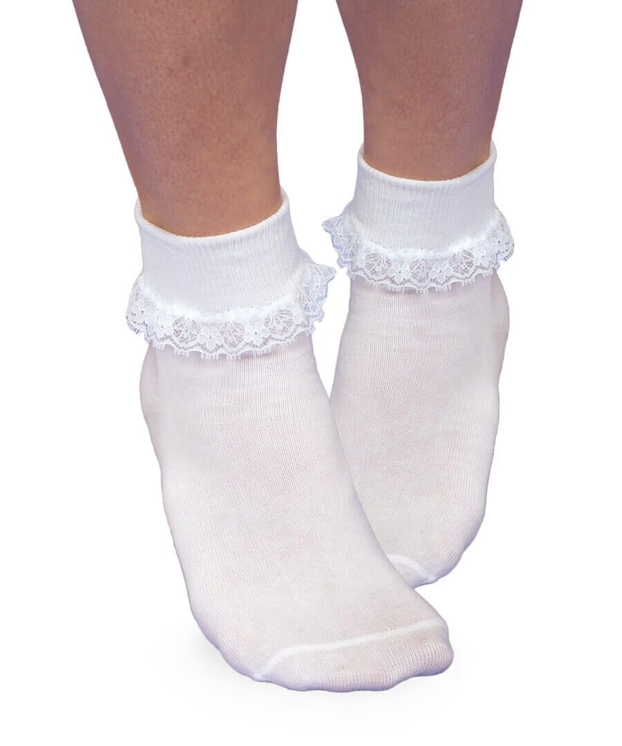 Smooth Toe Simplicity Lace Turn Cuff Socks