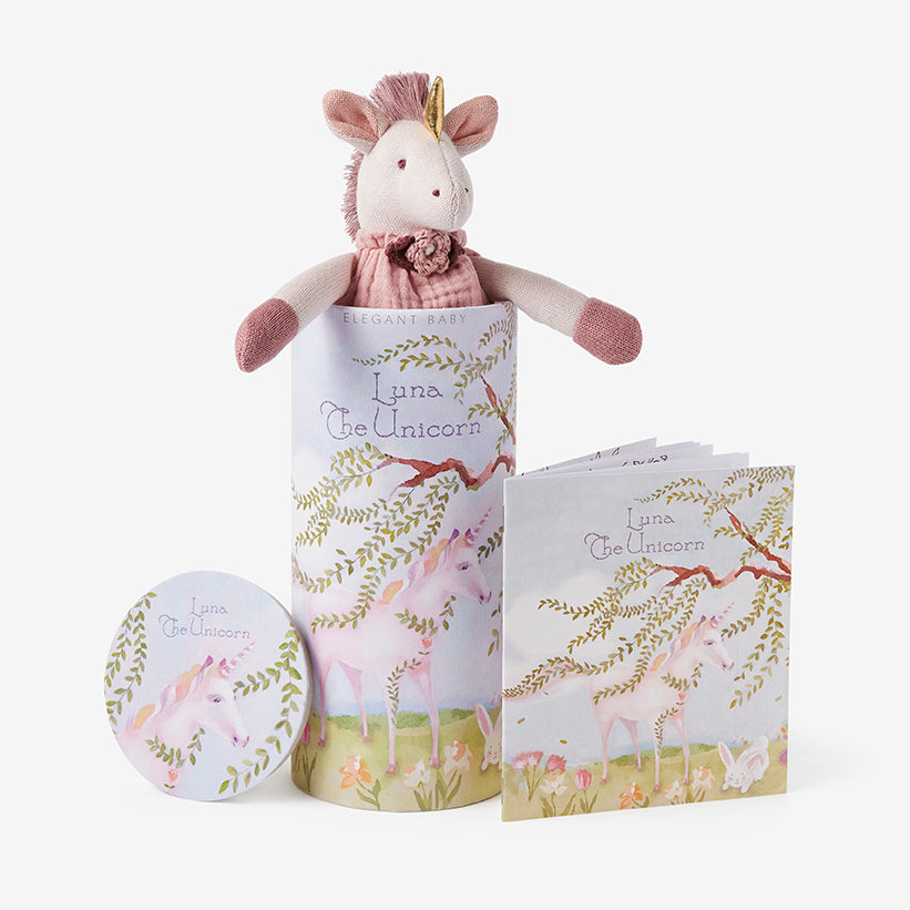 Luna Unicorn Baby Knit Toy and Book