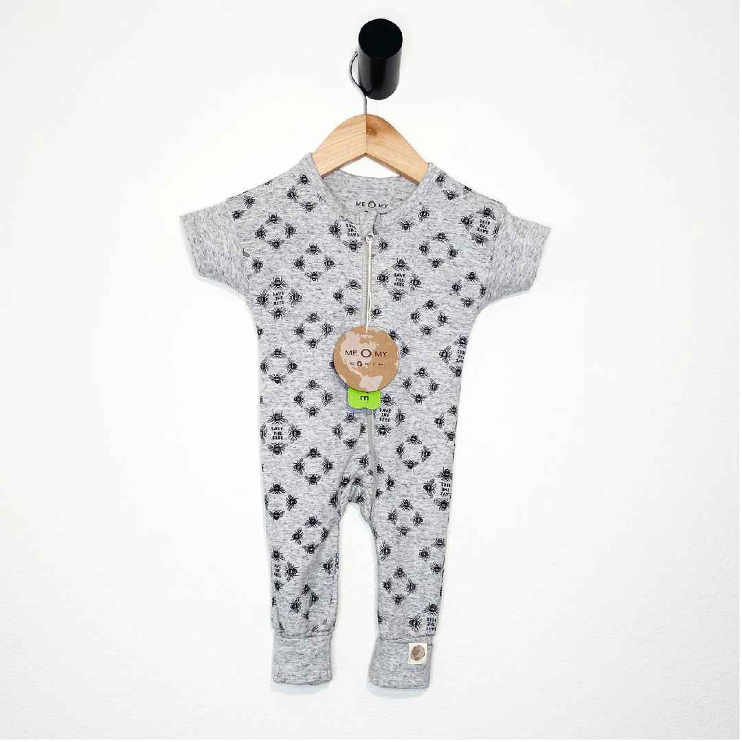 Bee Print Coverall-Heather Grey