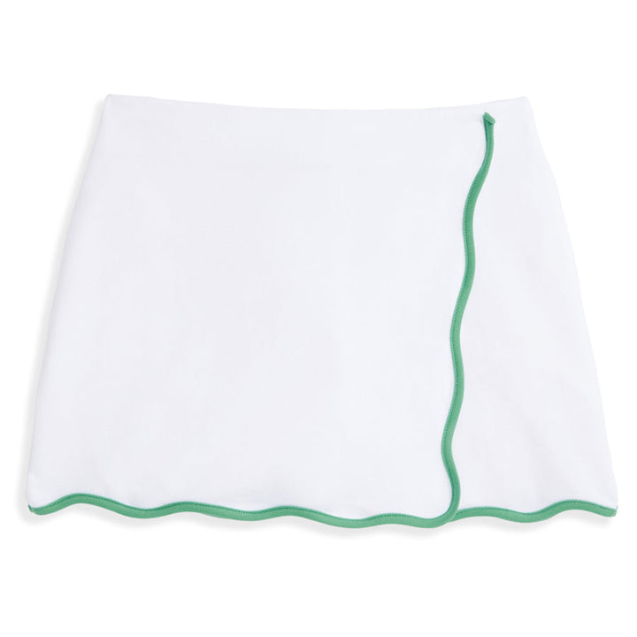Scalloped tennis Skort-White/Green