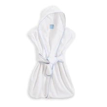 Bliss Hooded Terry Bath Sac- White with Blue Stripe