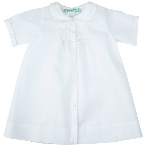 Boys Embroidered Collar Folded Daygown, White