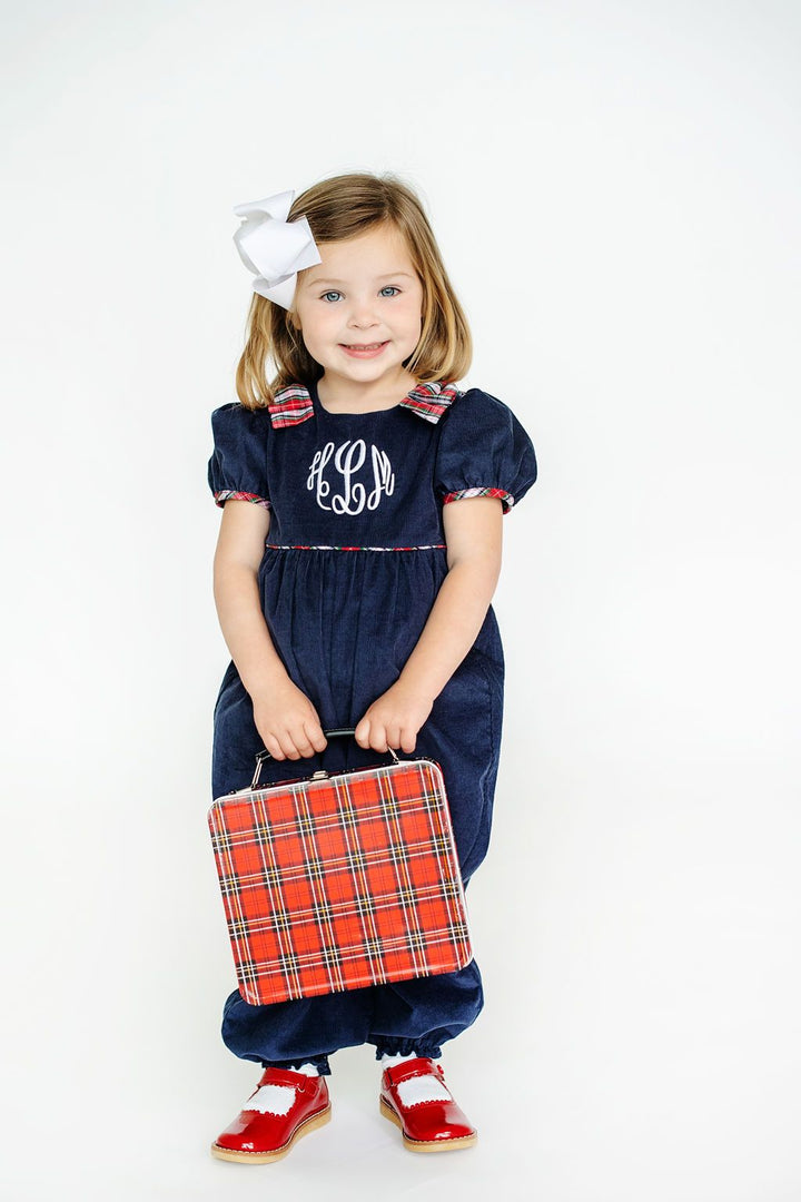 Ryleigh Romper (Cordurory) - Nantucket Navy with Sea Pines Plaid