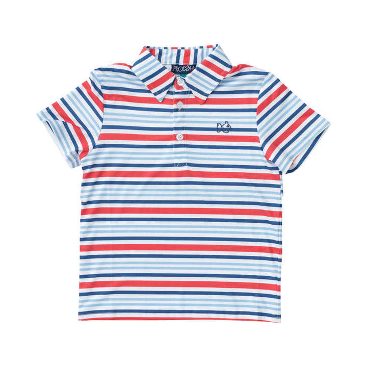 Pro Performance Polo - America Red, White, and Blue Stripe