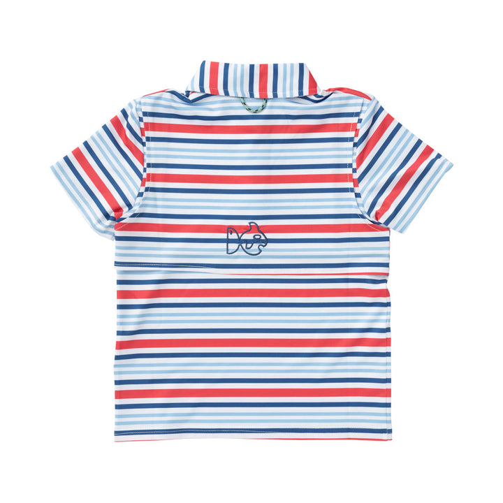 Pro Performance Polo - America Red, White, and Blue Stripe