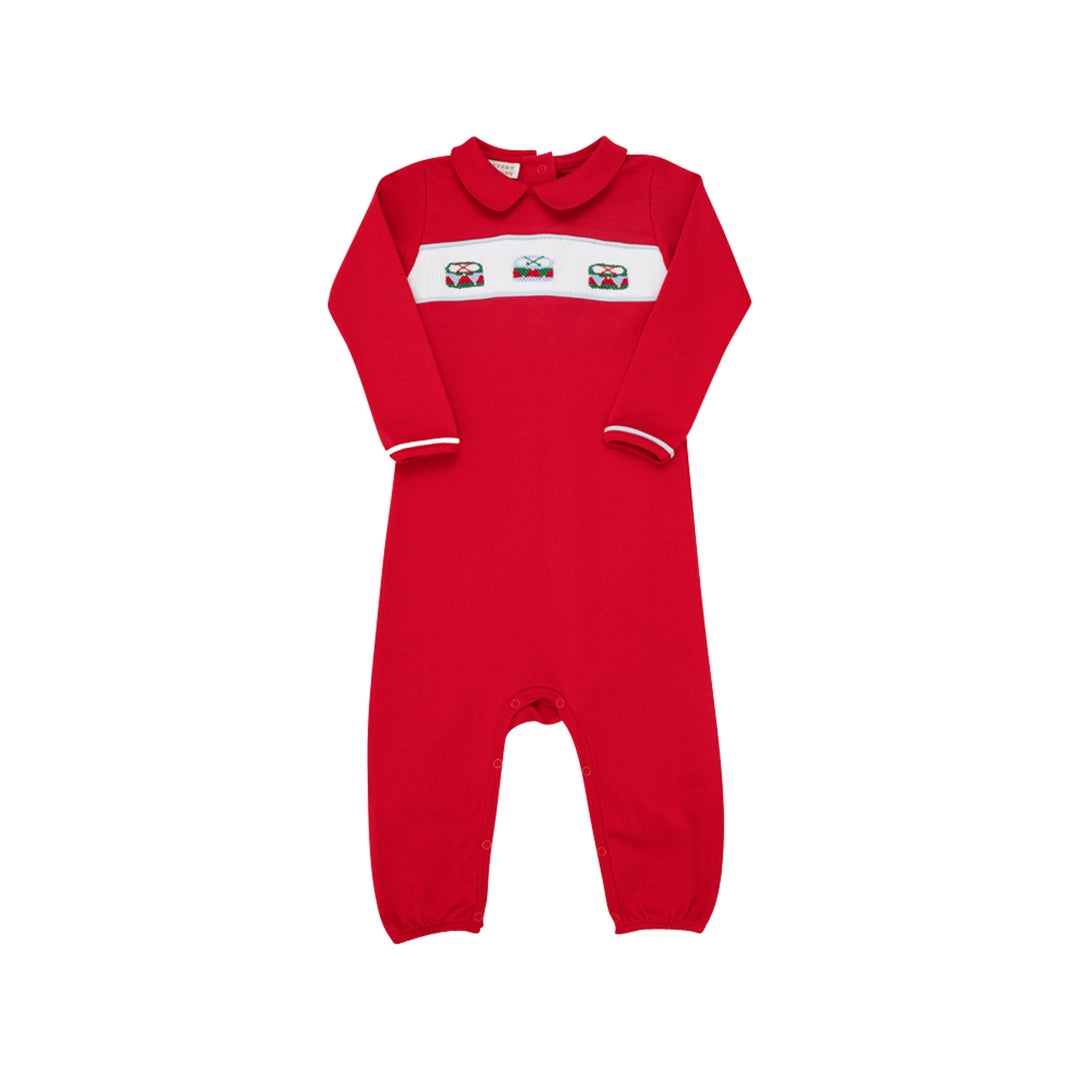 Rigsby Romper- Richmond Red with Drum Smocking