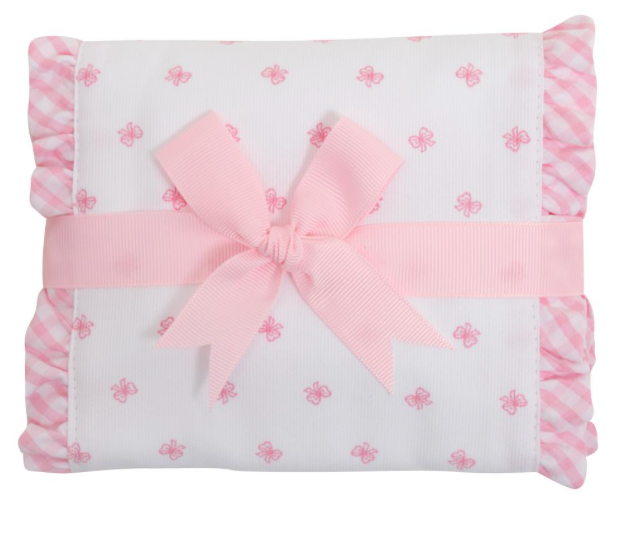 Pink Bow Fancy Fabric Burp Cloth