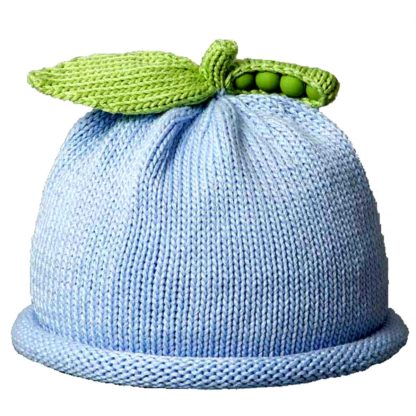 Blue Sweet Pea Knit Hat - 3/6M