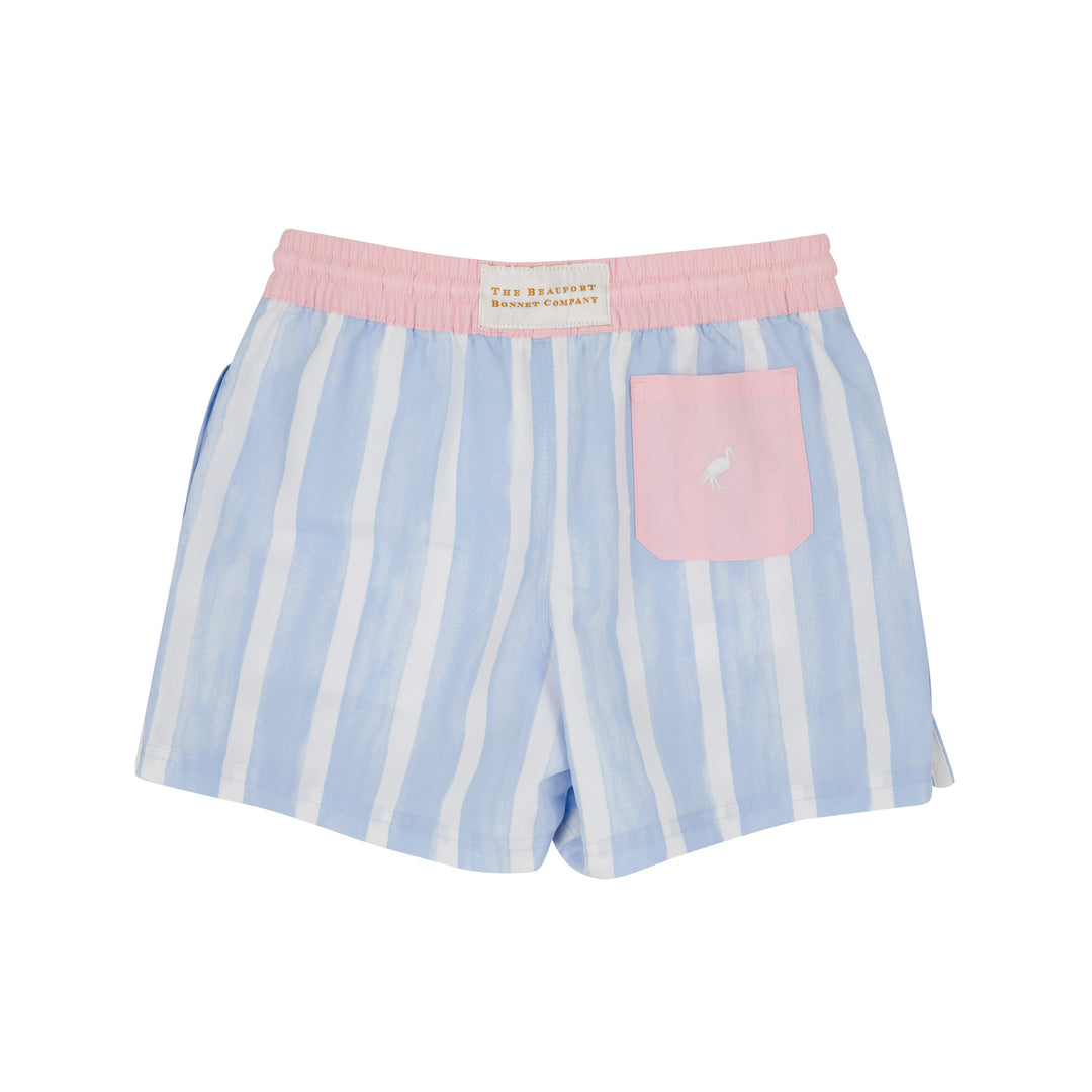 Turtle Bay Trunks- Sea Wall Stripe With Palm Beach Pink