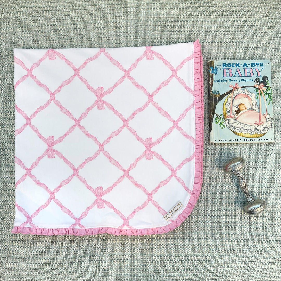 Baby Buggy Blanket - Belle Meade Bow In Pier Party Pink